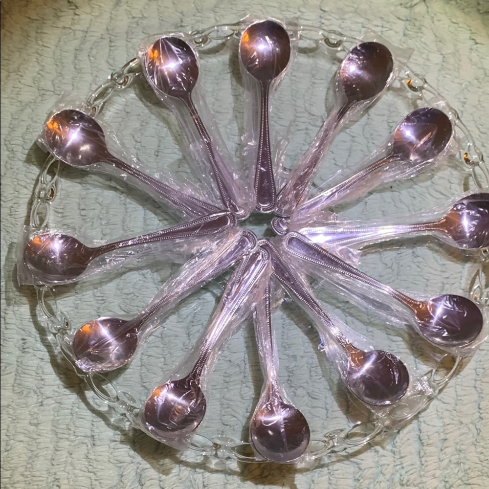Libertyware Bouillon spoons set of 12 Elegant Stainless Steel Flatware Set